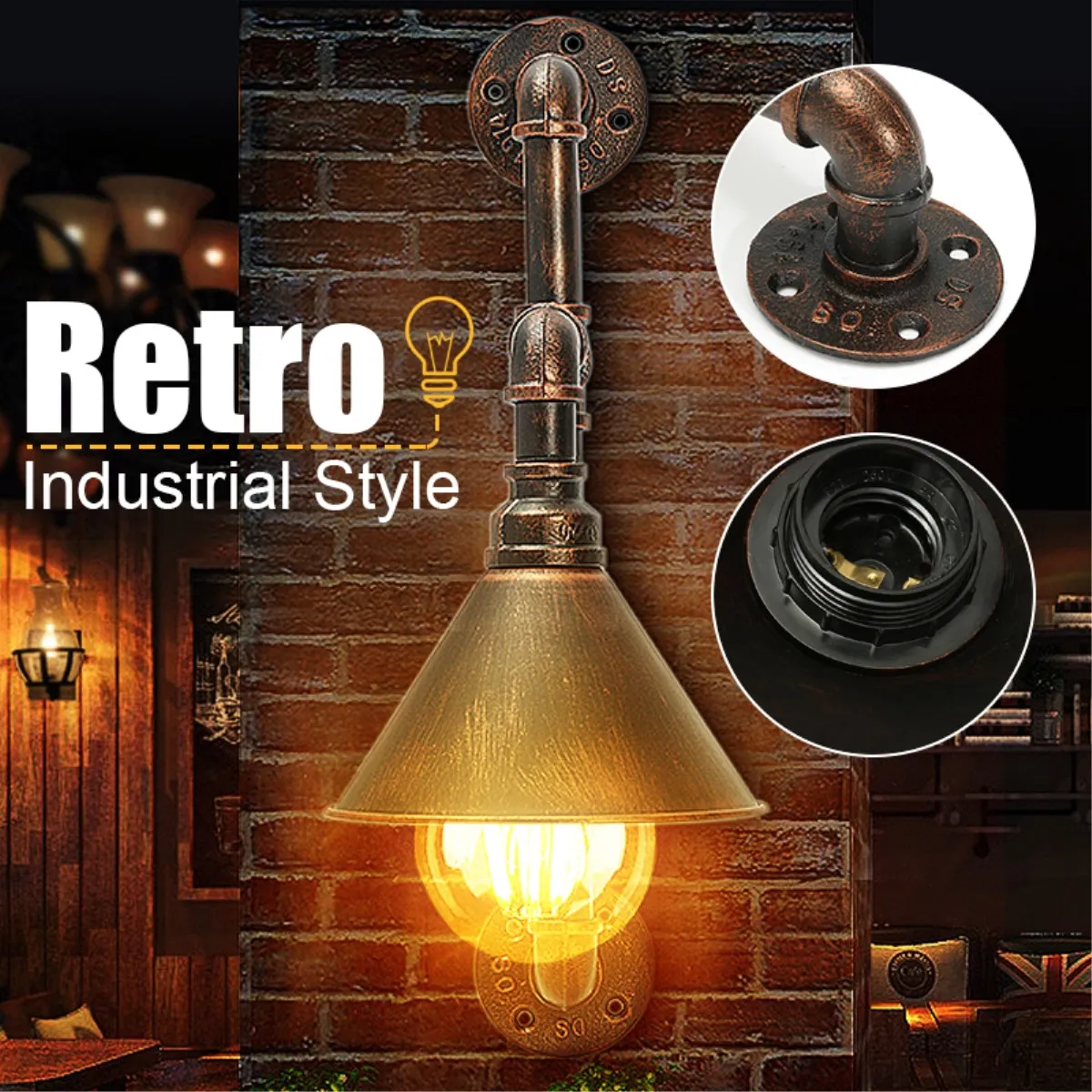 Retro Steampunk Wall Lamp Iron Water Pipe Loft Lamp for Hallway Living Room Bedroom Restaurant Bar Outdoor Indoor Lighting
Retro Steampunk Wall Lamp Iron Water Pipe Loft Lamp for Hallway Living Room Bedroom Restaurant Bar Outdoor Indoor Lighting