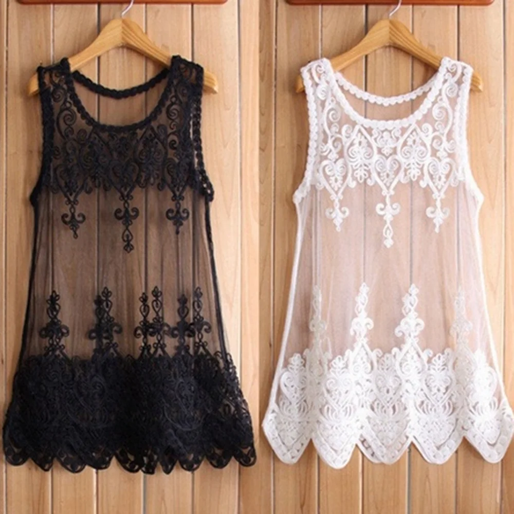 Summer Beach Match Plus Women Mesh Lace Blouses Shirts Embroidered Flowers Sleeveless Perspective Tank Tops S-6XL
Summer Beach Match Plus Women Mesh Lace Blouses Shirts Embroidered Flowers Sleeveless Perspective Tank Tops S-6XL