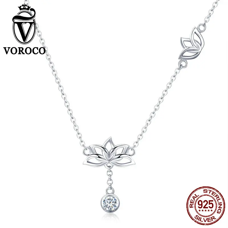 VOROCO 2019 Original Necklace Silver 925 Sterling Flower Lotus Pendant Necklaces For Women Engagement Party Fine Jewelry BNN012
VOROCO 2019 Original Necklace Silver 925 Sterling Flower Lotus Pendant Necklaces For Women Engagement Party Fine Jewelry BNN012