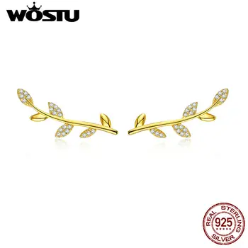 WOSTU High Quality 925 Sterling Silver Flower Leaves Stud Earrings Zircon Small Gold Earrings For Women Wedding Jewelry CQE556
WOSTU High Quality 925 Sterling Silver Flower Leaves Stud Earrings Zircon Small Gold Earrings For Women Wedding Jewelry CQE556