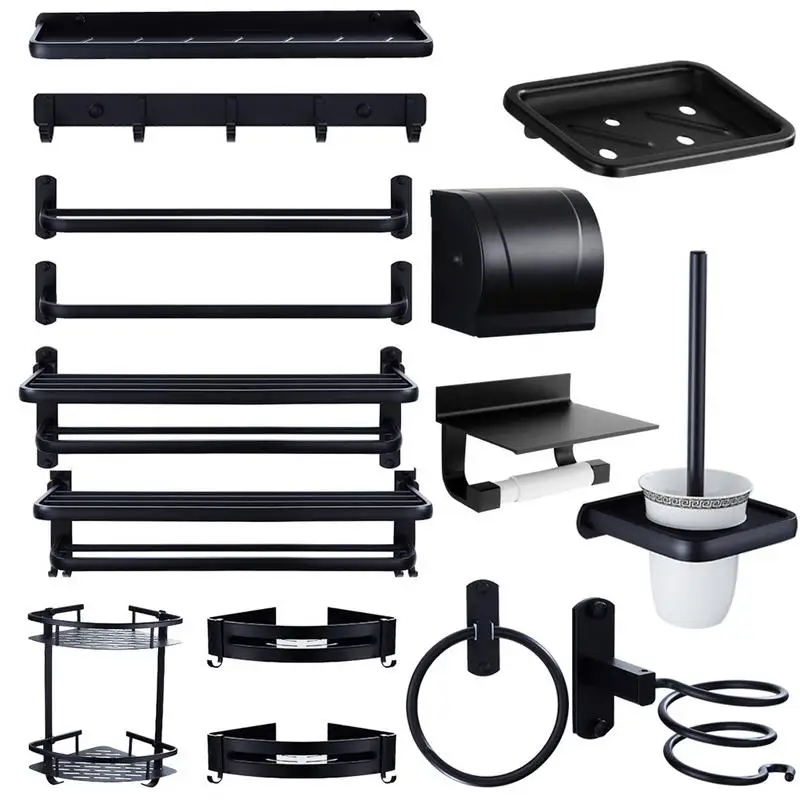 Aluminium Bathroom Storage Rack Punch Free Space Bath Towel Holder Shower Accessories Black Max Loading 13.5Kg
Aluminium Bathroom Storage Rack Punch Free Space Bath Towel Holder Shower Accessories Black Max Loading 13.5Kg