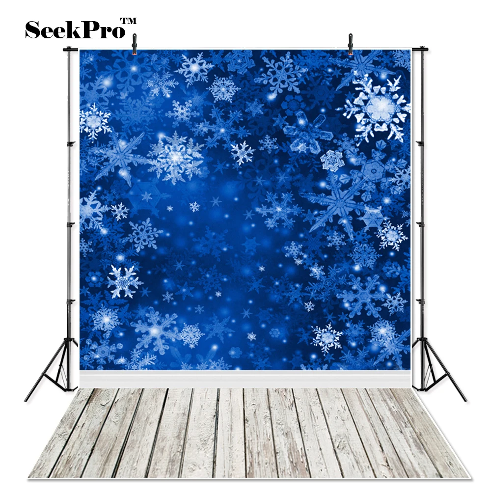 Тонкий виниловый голубой Рождественский фон для фотосъемки с изображением снега
