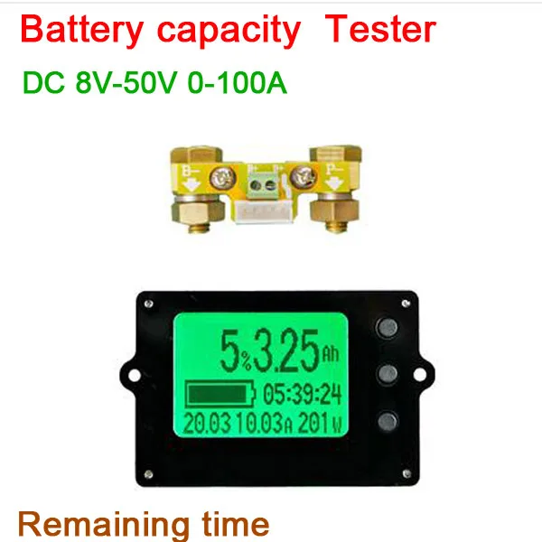 Battery Capacity Tester Indicator DC 50V 100A Voltage/ Current/Power / Charging time Monitor Meter CAR Lithium / Lead-acid
Battery Capacity Tester Indicator DC 50V 100A Voltage/ Current/Power / Charging time Monitor Meter CAR Lithium / Lead-acid