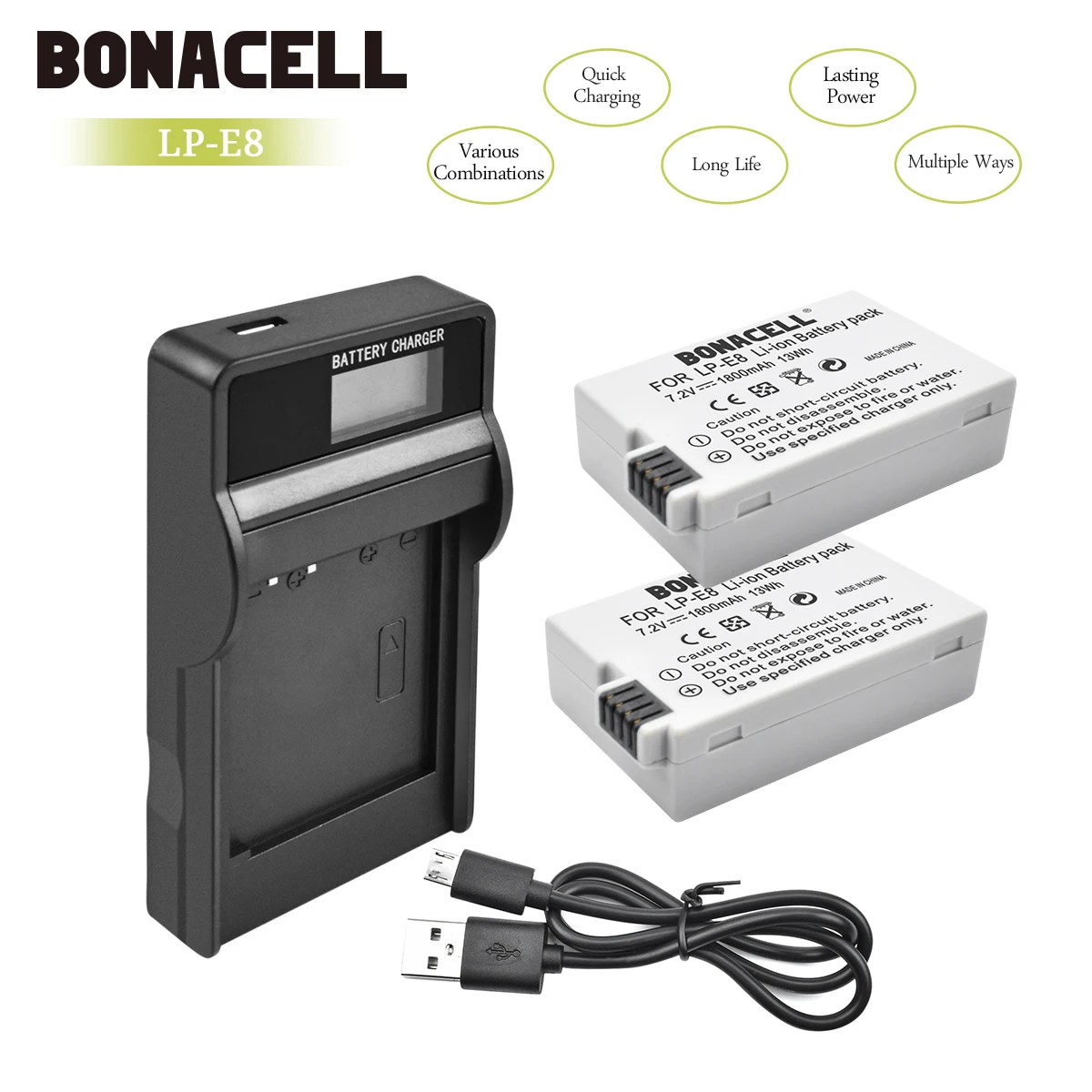 Bonacell LP E8 LPE8 камера батарея + ЖК зарядное устройство для Canon EOS 550D 600D 650D 700D Kiss X4 X5 X6i X7i