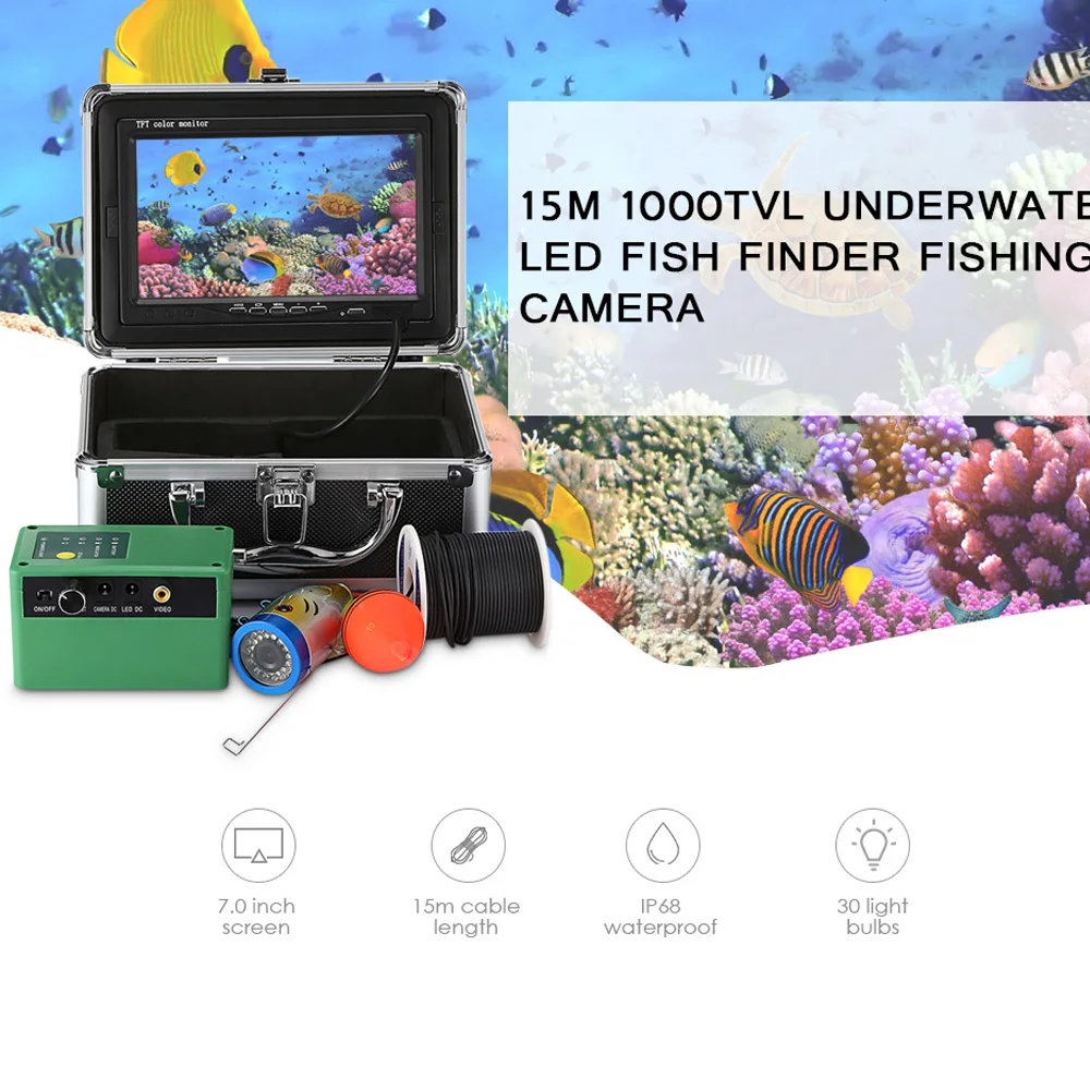 15M / 30M 1000TVL Fish Finder Underwater Fishing Camera Kit 7" Inch Monitor Fishfinder Fishing Video Infrared Light EU / US Plug
15M / 30M 1000TVL Fish Finder Underwater Fishing Camera Kit 7" Inch Monitor Fishfinder Fishing Video Infrared Light EU / US Plug