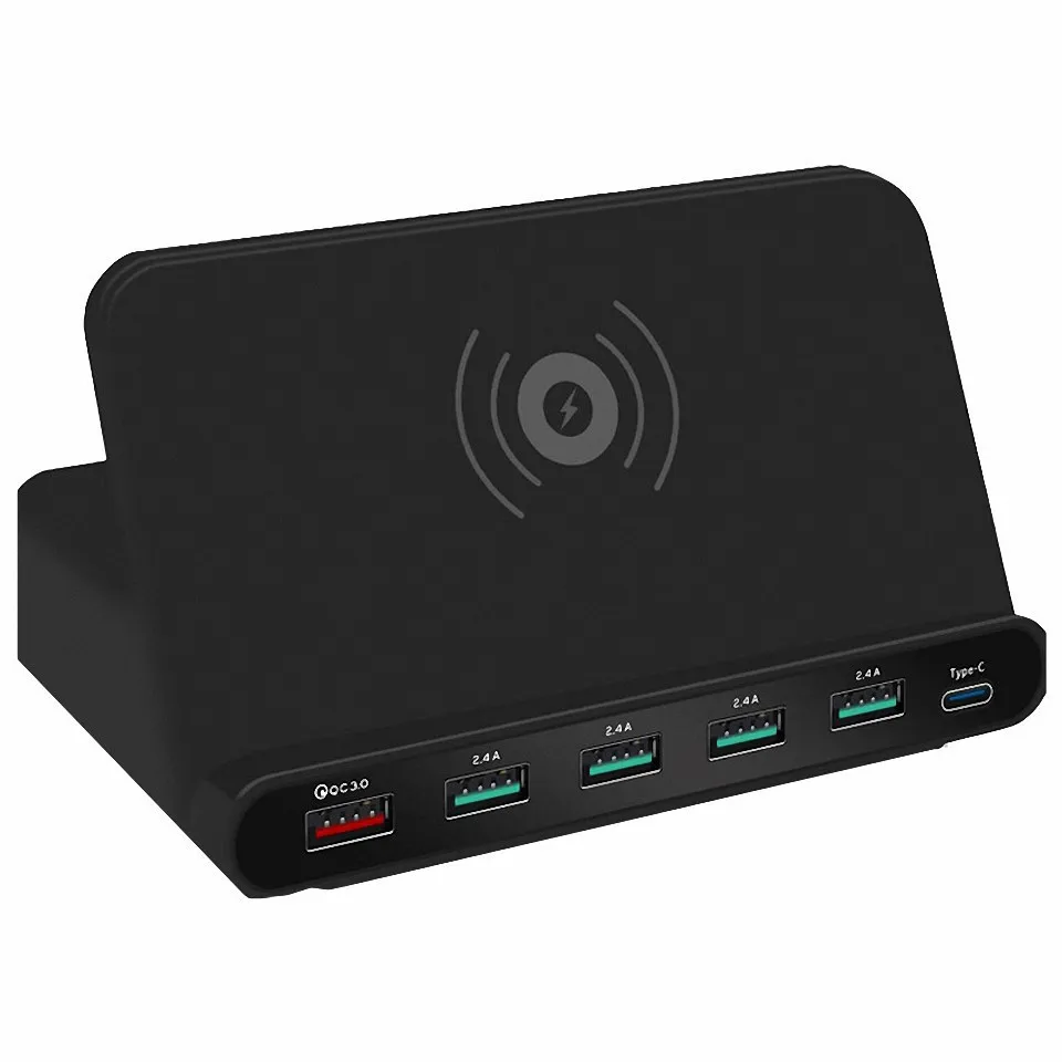 3-in-1 Wireless Charger QC 3.0 Quick Charge 5 USB Ports Type C Charging Dock Station Stand for iphone Samsung Xiaomi Smartphone
3-in-1 Wireless Charger QC 3.0 Quick Charge 5 USB Ports Type C Charging Dock Station Stand for iphone Samsung Xiaomi Smartphone