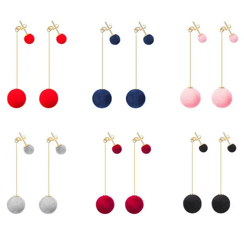 Elegant Women Double Plush Ball Long Drop Dangle Pendant Lady Earrings fashion Popular Sweet gift Simplicity Eardrop
Elegant Women Double Plush Ball Long Drop Dangle Pendant Lady Earrings fashion Popular Sweet gift Simplicity Eardrop