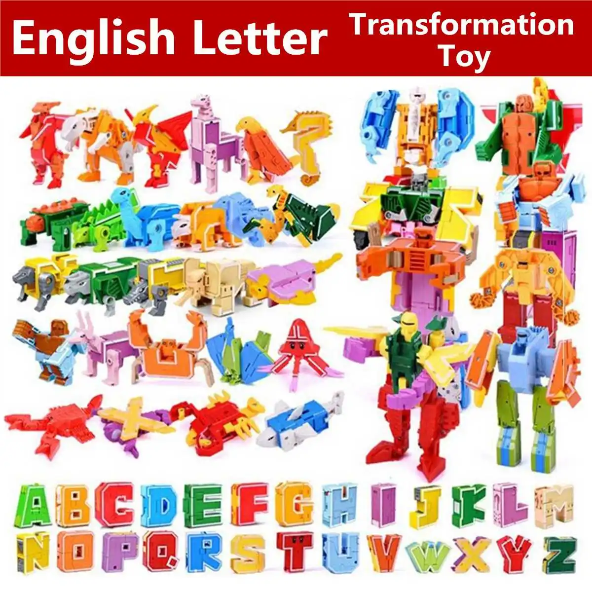 26 English Letter Robot Educational Toys English Letter Deformation Dinosaur Toy Assembly Robot Action Figures Transformation
26 English Letter Robot Educational Toys English Letter Deformation Dinosaur Toy Assembly Robot Action Figures Transformation