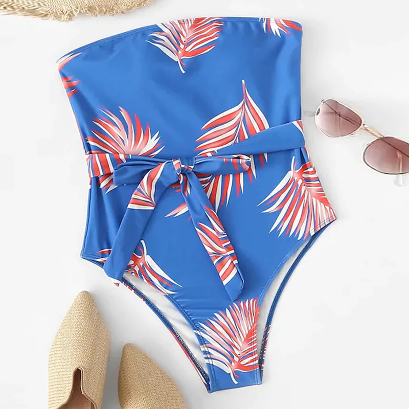 2019 Bikini Sexy Women Strapless One-piece Swimsuit High waist Tropical Leaves Print Padded Beach Swimwear Bathing Suit swimsuit
2019 Bikini Sexy Women Strapless One-piece Swimsuit High waist Tropical Leaves Print Padded Beach Swimwear Bathing Suit swimsuit