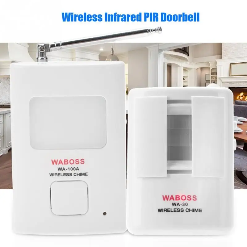 

Wireless Infrared PIR Doorbell Entry Welcome Alarm Door Bell Chime Motion Doorbell Wireless Motion Detector For Home white