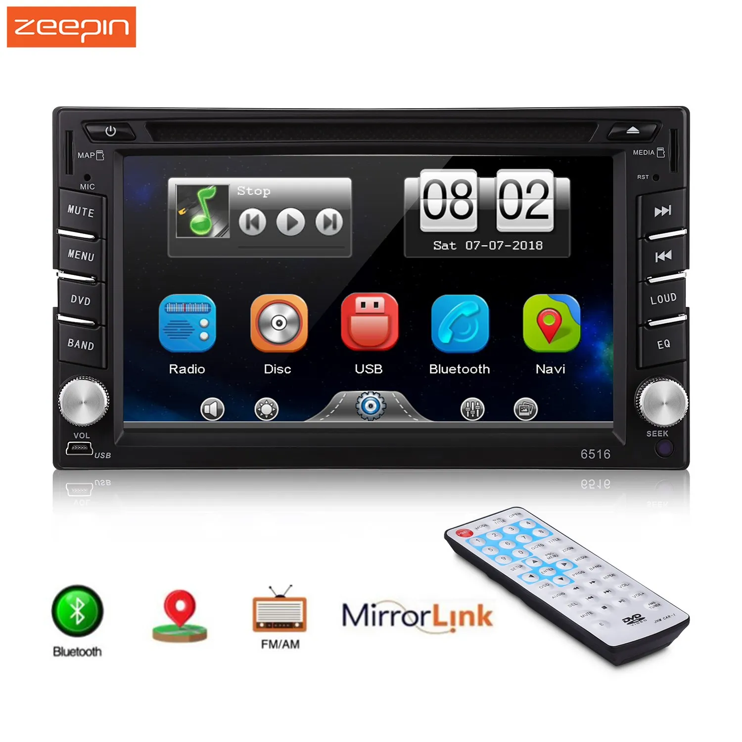 Zeepin 2din Car DVD Player 6.2" HD Touch Screen Central Multimedia Player GPS Bluetooth AM FM Stereo Radio Mirror Link Rearview
Zeepin 2din Car DVD Player 6.2" HD Touch Screen Central Multimedia Player GPS Bluetooth AM FM Stereo Radio Mirror Link Rearview