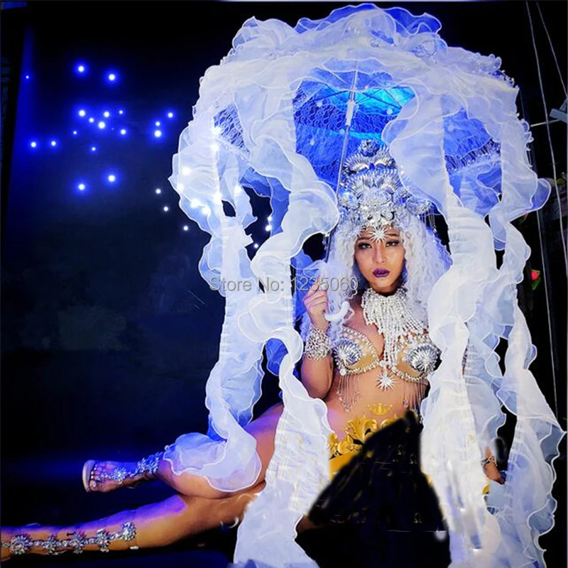 Ballroom dance costumes catwalk performance wears led light Jellyfish luminous glowing umbrella Discos party singer dj clothes
Ballroom dance costumes catwalk performance wears led light Jellyfish luminous glowing umbrella Discos party singer dj clothes