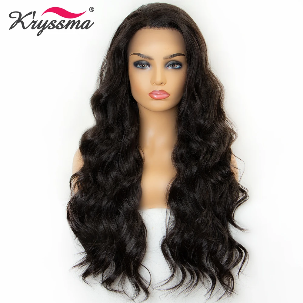 

Kryssma Synthetic Lace Front Wig Darkest Brown Wig Brown Lace Front Wig Long Wavy For Women Elastic Cap L Parting Ombre Cosplay