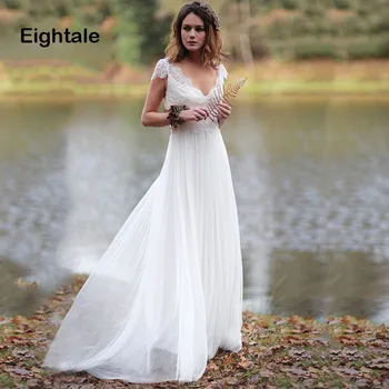 Eightale Beach Wedding dresses 2019 Plus Size Appliques Lace Cap Sleeve A Line V Back bridal dresses Boho Wedding Gowns
Eightale Beach Wedding dresses 2019 Plus Size Appliques Lace Cap Sleeve A Line V Back bridal dresses Boho Wedding Gowns