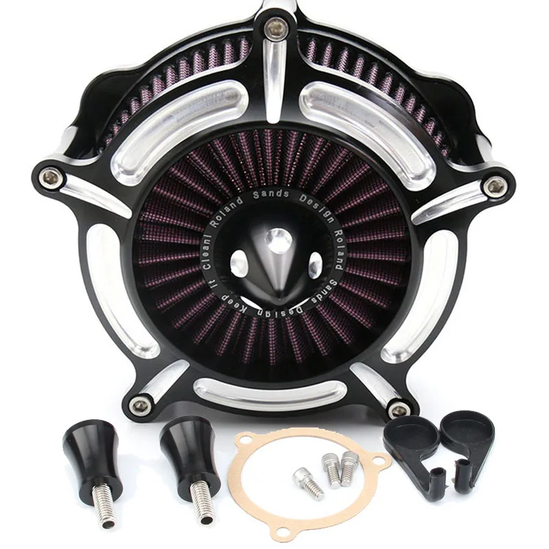 Motorcycle spike Turbine air cleaner street glide harley Air Cleaner road glide air filter harley road king air intake filter For Harley Touring air filter 08-16 black