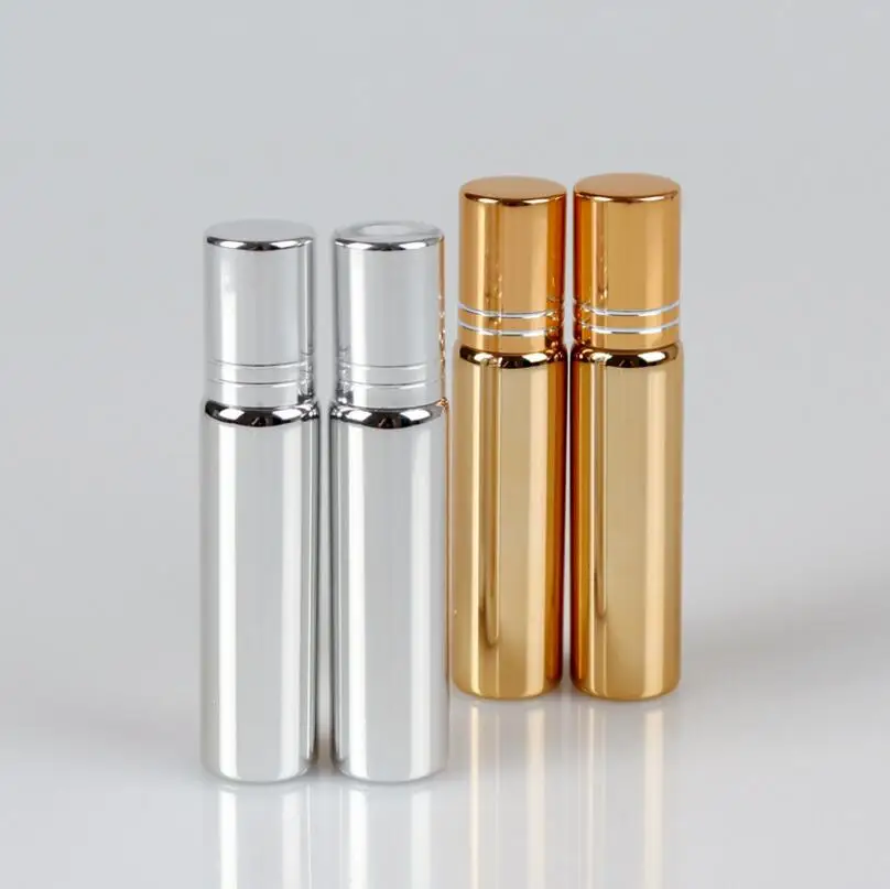 500pcs fashion 10 ml Gold/Silver Metal Roller Bottle For Essential Oils UV Roll-on Glass Bottles Wholesale | Красота и здоровье