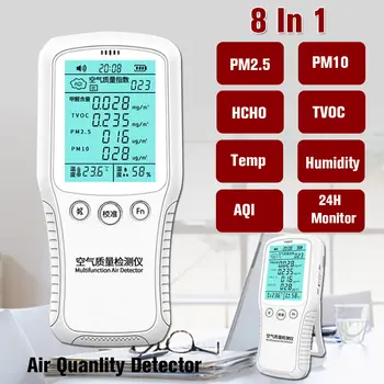 8 in1 Digital Formaldehyde Detector Monitor PM2.5 PM10 TVOC HCHO Gas Analyzer Air Quality Monitor for Household Car
8 in1 Digital Formaldehyde Detector Monitor PM2.5 PM10 TVOC HCHO Gas Analyzer Air Quality Monitor for Household Car