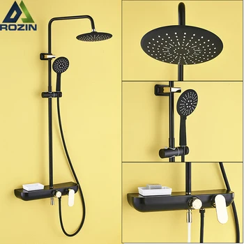 Matte Black Bath Shower Faucet White Shower Mixers Brass Mixer Valve with Soap Dispenser Box Bathroom Rainfall Shower System
Matte Black Bath Shower Faucet White Shower Mixers Brass Mixer Valve with Soap Dispenser Box Bathroom Rainfall Shower System