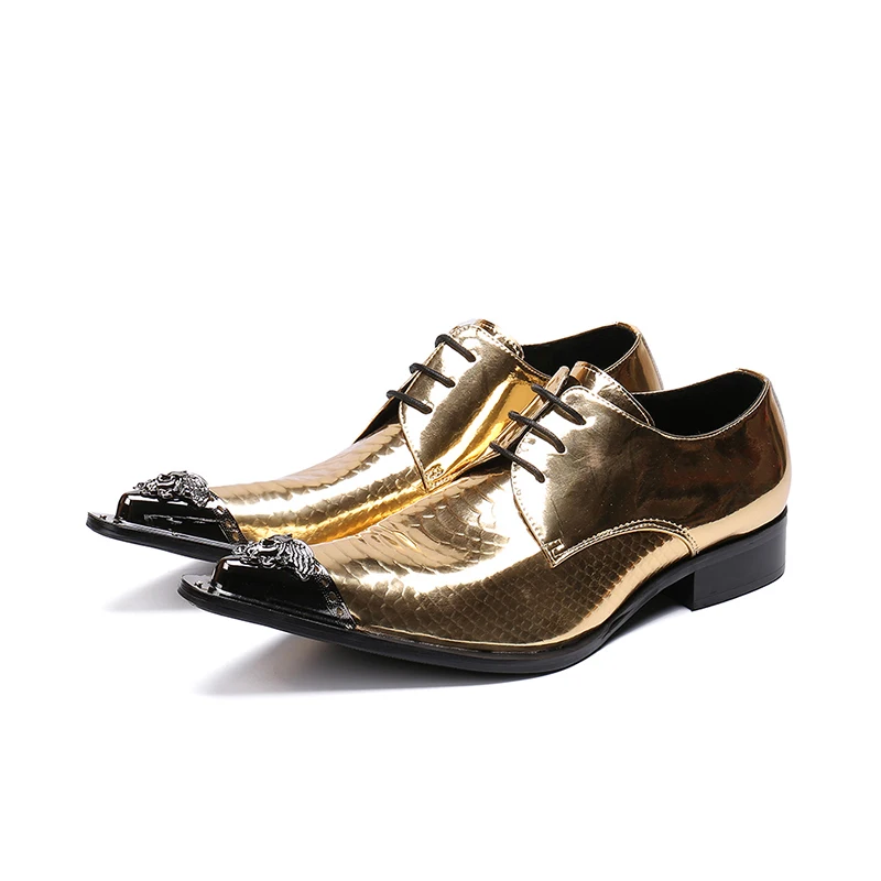 Iron Pointed Toe Gold Shiny Wedding Party Barque Prom Fashion Leather Shoes 2018 Autumn Design Italy Man Oxfords Shoes
Iron Pointed Toe Gold Shiny Wedding Party Barque Prom Fashion Leather Shoes 2018 Autumn Design Italy Man Oxfords Shoes