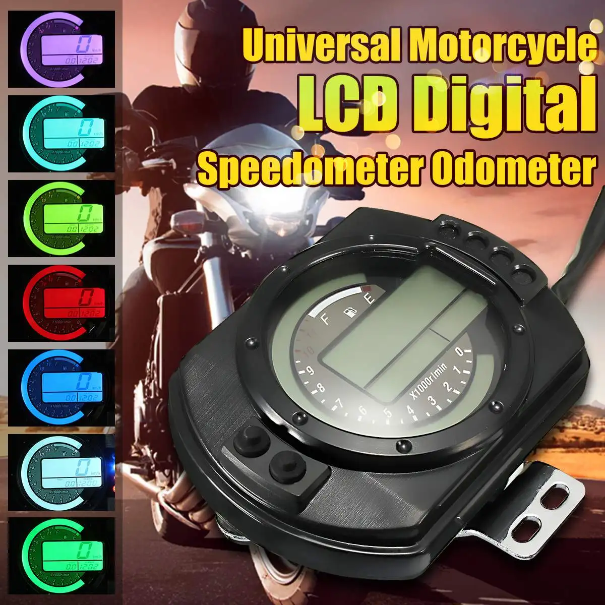 7 color 12500rpm display Motorcycle Digital Speedometer LCD Gauge Speedometer Tachometer Odometer Instrument Adjustable
7 color 12500rpm display Motorcycle Digital Speedometer LCD Gauge Speedometer Tachometer Odometer Instrument Adjustable