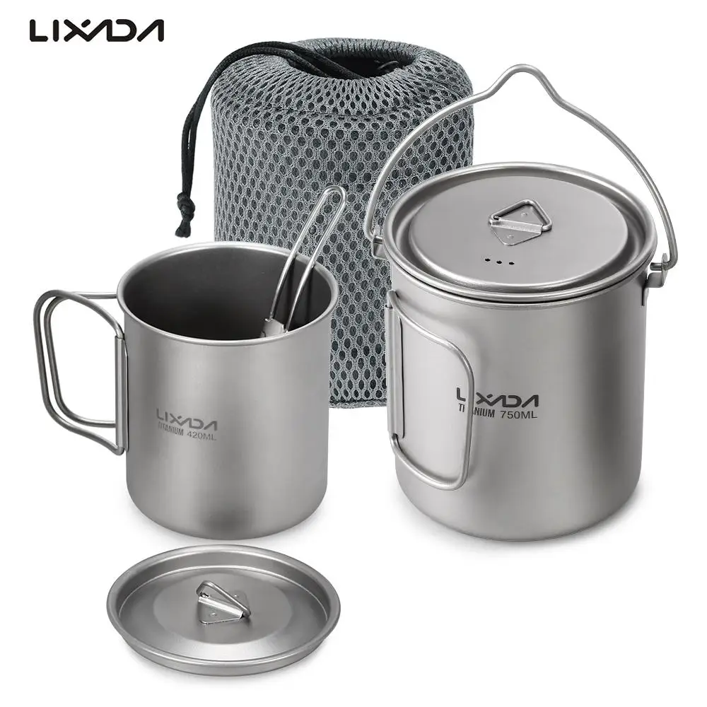 Lixada 3 Pcs Titanium 750ml Pot 420ml Water Cup Mug with Lid Handle Folding Spork for Outdoor Camping Hiking Picnic Backpacking
Lixada 3 Pcs Titanium 750ml Pot 420ml Water Cup Mug with Lid Handle Folding Spork for Outdoor Camping Hiking Picnic Backpacking