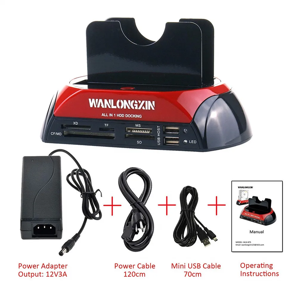 All in One Dual Bay 2.5 Inch 3.5 Inch HDD Docking Station eSATA USB 2.0 to IDE SATA Hard Disk OTB Cloning Dock With Card Reader
All in One Dual Bay 2.5 Inch 3.5 Inch HDD Docking Station eSATA USB 2.0 to IDE SATA Hard Disk OTB Cloning Dock With Card Reader
