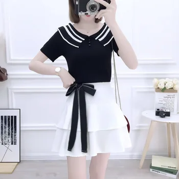 New 2019 Desing Fashion Women Knitwear Top Skirt Bump Color Knit Lapels Cake Skirt Two-Piece Outfit Clothing Set Bow Vestidos
New 2019 Desing Fashion Women Knitwear Top Skirt Bump Color Knit Lapels Cake Skirt Two-Piece Outfit Clothing Set Bow Vestidos