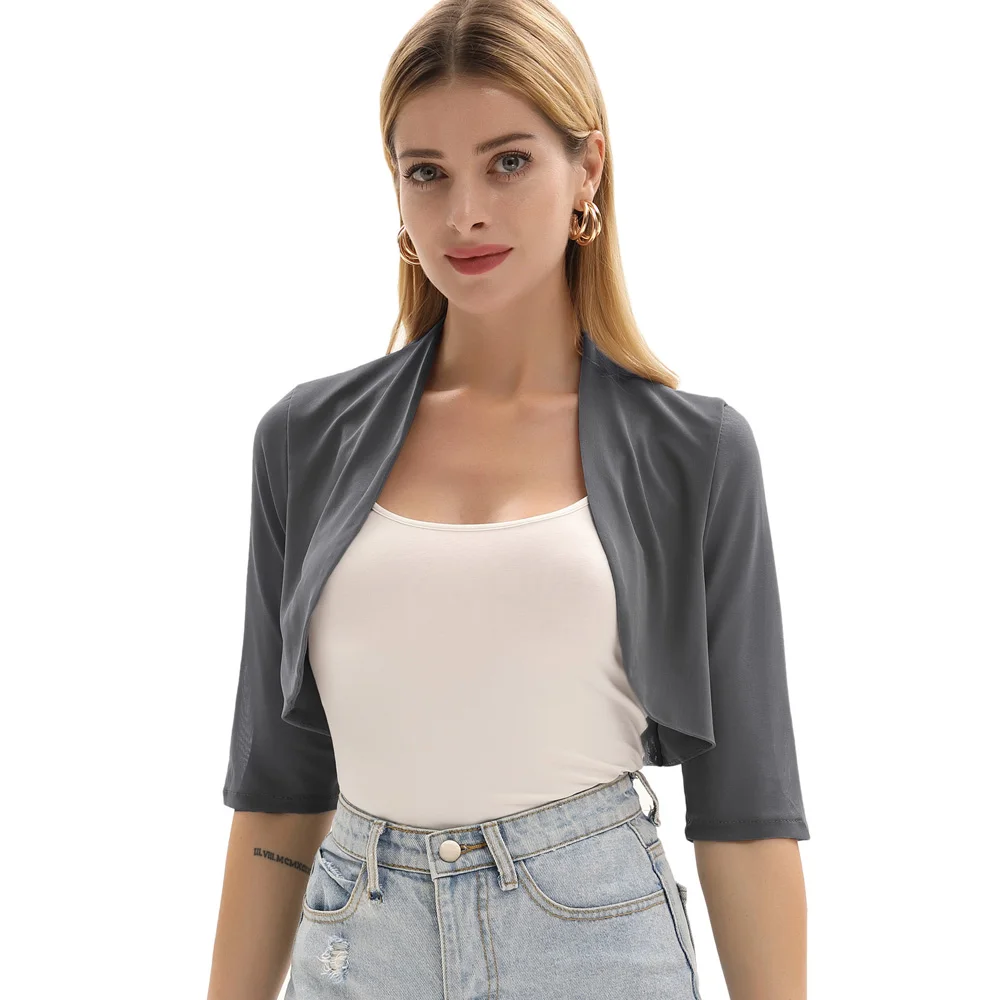 Women Summer See-Through tops bolero mesh patchwork 3/4 Sleeve Open Front coats ladies shrug elegant Irregular Hem short jacket
Women Summer See-Through tops bolero mesh patchwork 3/4 Sleeve Open Front coats ladies shrug elegant Irregular Hem short jacket