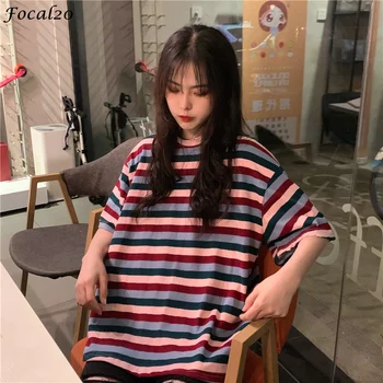 Focal20 Streetwear Hit Color Striped Women T-shirt Causal Loose Short Sleeve T Shirts Spring Summer Oversize Female Tee Top
Focal20 Streetwear Hit Color Striped Women T-shirt Causal Loose Short Sleeve T Shirts Spring Summer Oversize Female Tee Top