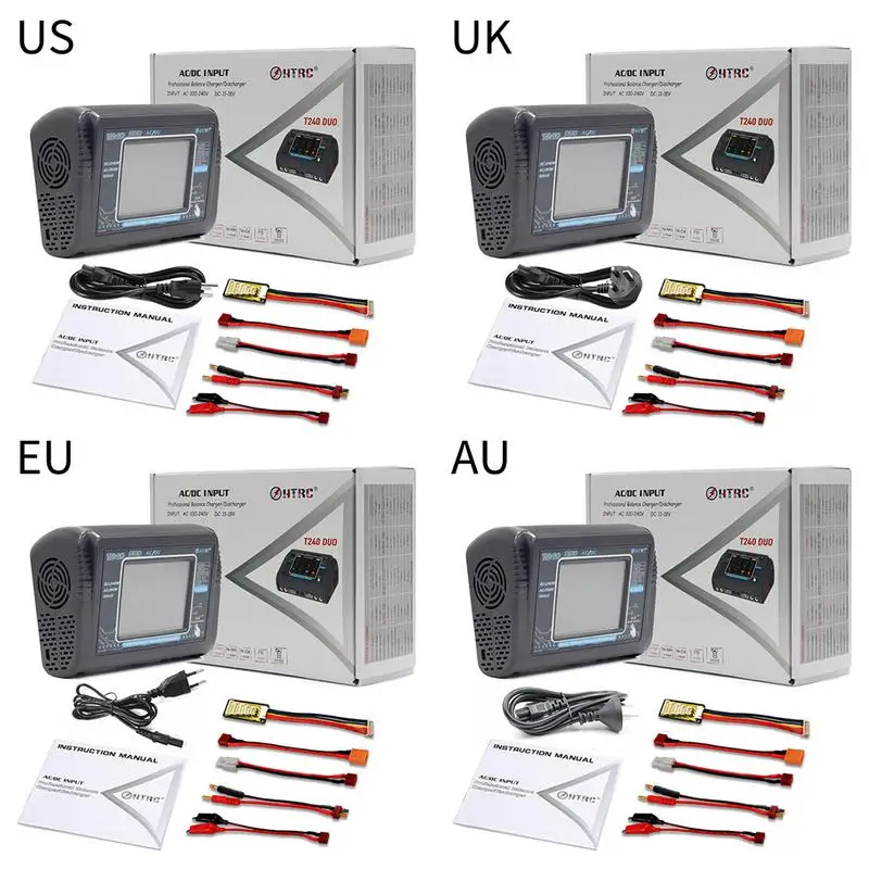 New RC Lipo Charger HTRC T240 DUO AC 150W/DC 240W Touch Screen Dual Balance Discharger for LiPo LiHV Lilon NiCd NiMh Pb Battery 
New RC Lipo Charger HTRC T240 DUO AC 150W/DC 240W Touch Screen Dual Balance Discharger for LiPo LiHV Lilon NiCd NiMh Pb Battery