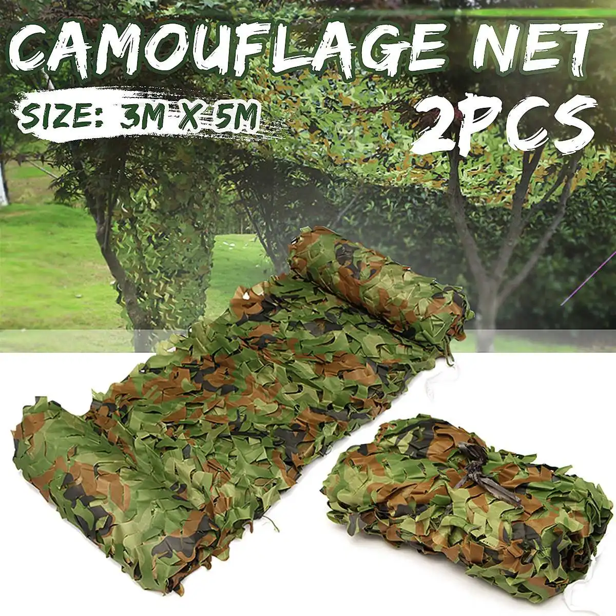 2pcs 3X5m Hunting Military Camouflage Nets Woodland Army Camo netting Camping Sun ShelterTent Shade Car Cover
2pcs 3X5m Hunting Military Camouflage Nets Woodland Army Camo netting Camping Sun ShelterTent Shade Car Cover