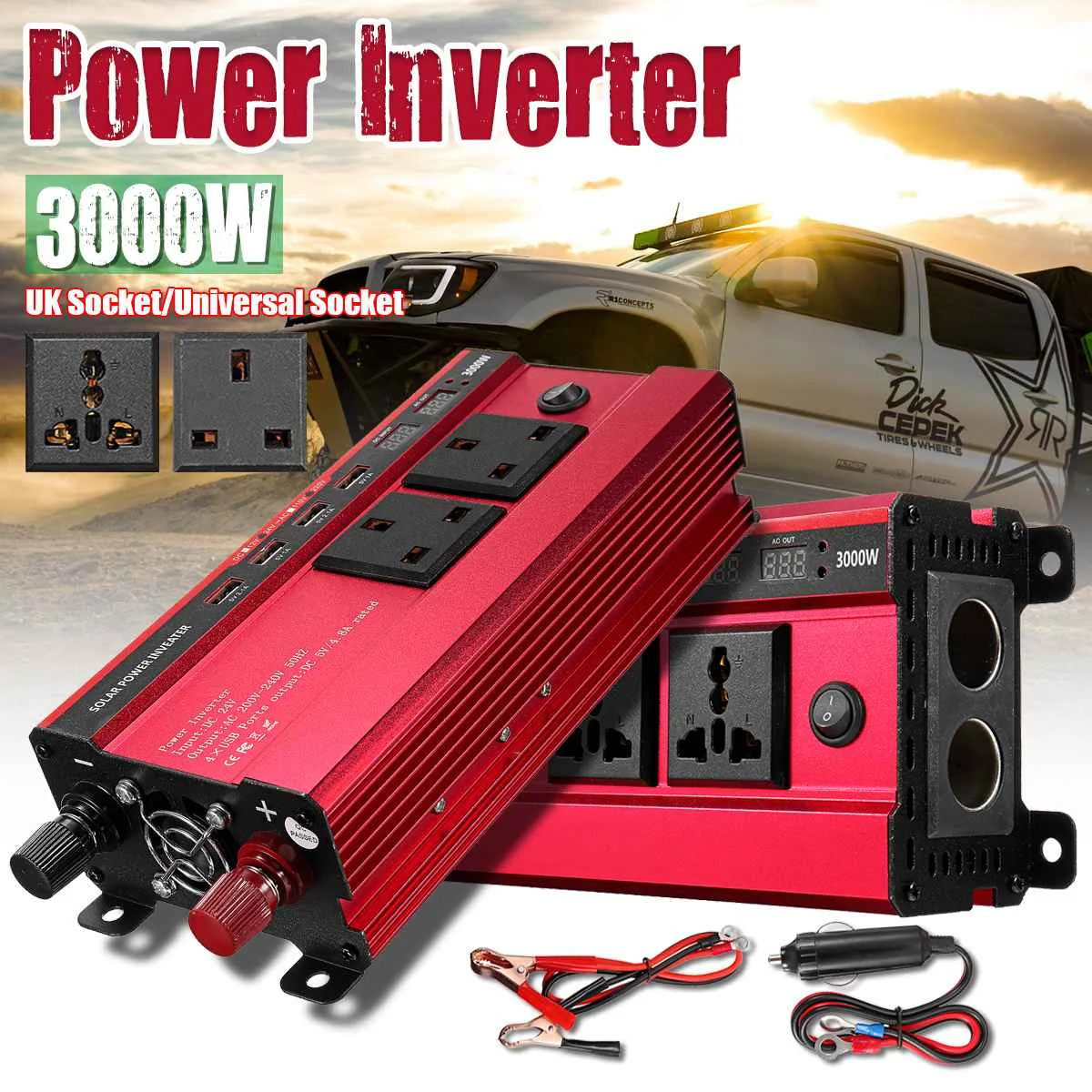 Red Solar Inverter 12V 220V 500W 1200W Voltage Transformer Converter DC 12V To AC 220V Car Inverter UK/Universal Plug LCD
Red Solar Inverter 12V 220V 500W 1200W Voltage Transformer Converter DC 12V To AC 220V Car Inverter UK/Universal Plug LCD