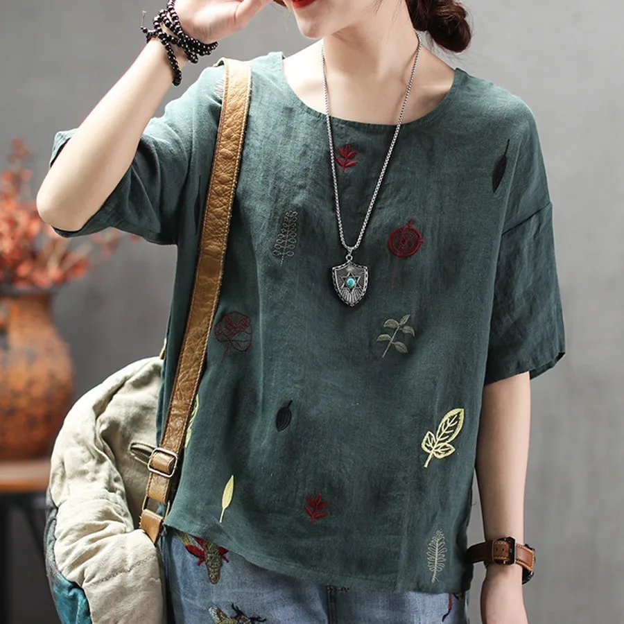 Embroidery Cotton Down Shirts 2019 Women's Linen Tee Female Casual O Neck Tunic Tops Chemise Tees Summer Blusas Plus Size
Embroidery Cotton Down Shirts 2019 Women's Linen Tee Female Casual O Neck Tunic Tops Chemise Tees Summer Blusas Plus Size