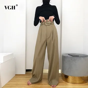 VGH Spring Women's Wide Leg Pants Solid High Waist Zipper Fly Sashes Pockets Slim Hem Women Fashion Clothing 2019 New
VGH Spring Women's Wide Leg Pants Solid High Waist Zipper Fly Sashes Pockets Slim Hem Women Fashion Clothing 2019 New