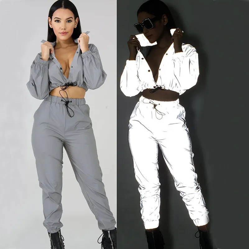 new casual Reflect Light two piece set top and pants women suits conjunto feminino clothes reflective fluorescent clothing night
new casual Reflect Light two piece set top and pants women suits conjunto feminino clothes reflective fluorescent clothing night