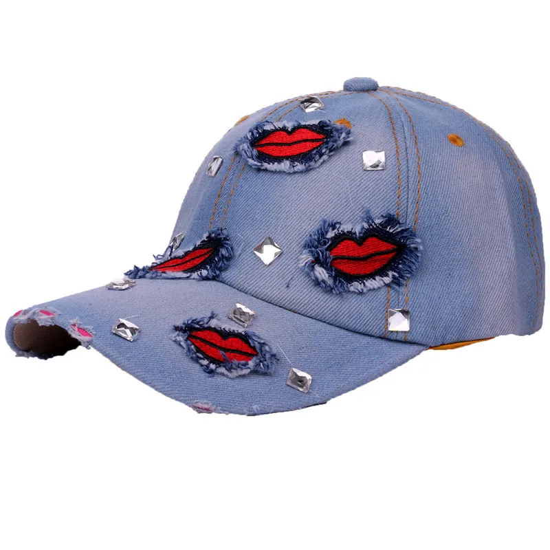 2018 Fashion Denim Lip Patchwork Rhinestone Baseball Caps For Women Men Sun Adjustable Snapback Caps Summer Holidays Hats Unisex
2018 Fashion Denim Lip Patchwork Rhinestone Baseball Caps For Women Men Sun Adjustable Snapback Caps Summer Holidays Hats Unisex