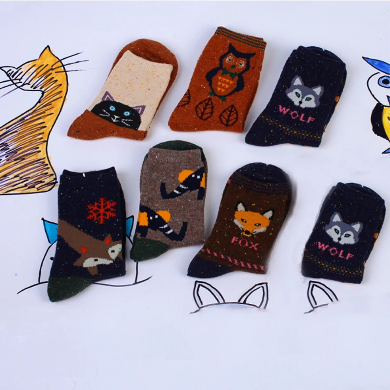 New 1Pair Soft Cotton Sock Woman Dot Warm Elasticity Wolf Snow Cartoon Strip Animal Fox Cat Owl Soft Wool Christmas Gifts Winter
New 1Pair Soft Cotton Sock Woman Dot Warm Elasticity Wolf Snow Cartoon Strip Animal Fox Cat Owl Soft Wool Christmas Gifts Winter