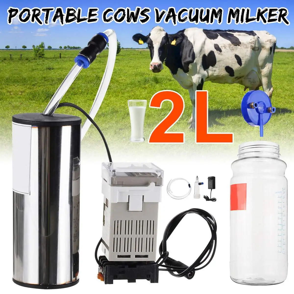 2L Electric Barrel Milking Machine Cow Sheep Goat Milker Portable Automatic Impulse Vacuum Pump Bucket 12V 4.27ft Tube Milking
2L Electric Barrel Milking Machine Cow Sheep Goat Milker Portable Automatic Impulse Vacuum Pump Bucket 12V 4.27ft Tube Milking