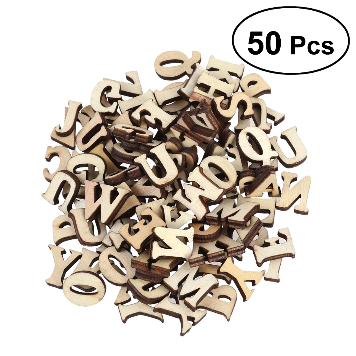 

50/100PCS Wood DIY Arts Crafts Unfinished Wooden Capital Letters Alphabet Cutout Discs Assorted Patchwork Scrapbooking