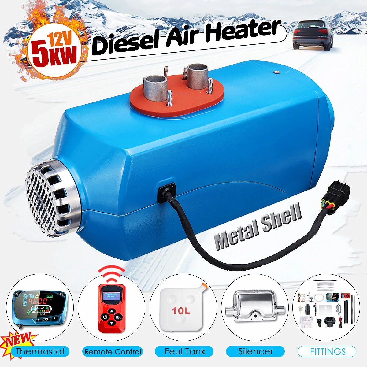 New English Version 12V 5KW Metal Shell Air Diesels Heater Parking Heater Car Heater With Four-Tunnel Remote Control LCD Monitor
New English Version 12V 5KW Metal Shell Air Diesels Heater Parking Heater Car Heater With Four-Tunnel Remote Control LCD Monitor