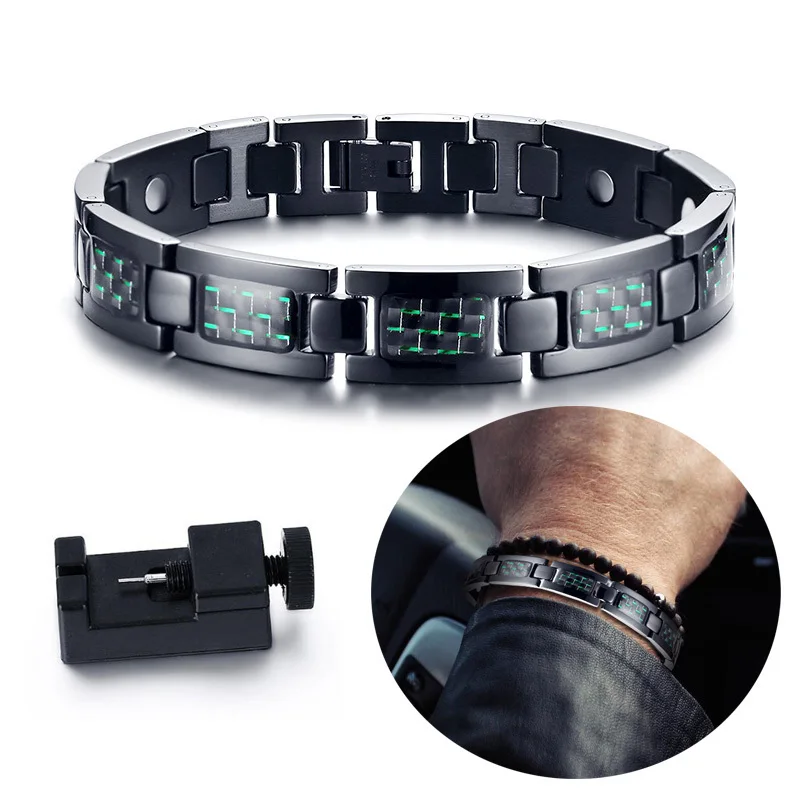 Gents Black Stainless Steel with Carbon Fiber Magnetic Bracelet for Men 4 in 1 Bio Elements Power Braslet Brackelts Male Gift
Gents Black Stainless Steel with Carbon Fiber Magnetic Bracelet for Men 4 in 1 Bio Elements Power Braslet Brackelts Male Gift