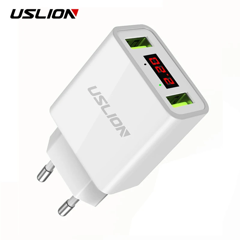 USLION 2 USB Charger LED Display Fast Charging Wall Charger For iPhone Samsung Xiaomi 2.2A Dual usb Mobile Phone USB Charger
USLION 2 USB Charger LED Display Fast Charging Wall Charger For iPhone Samsung Xiaomi 2.2A Dual usb Mobile Phone USB Charger