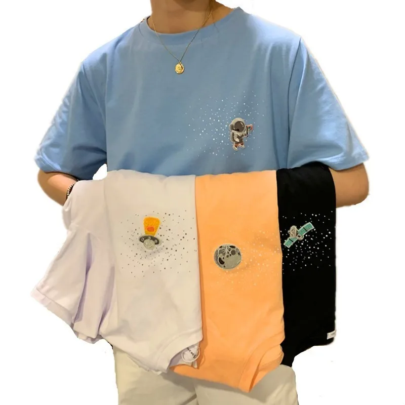 Korean Cute UFO Astronaut Earth Embroidery Short Sleeve T Shirt Kawaii Women Summer Small Fresh Tshirt Harajuku Tee Shirt Femme
Korean Cute UFO Astronaut Earth Embroidery Short Sleeve T Shirt Kawaii Women Summer Small Fresh Tshirt Harajuku Tee Shirt Femme