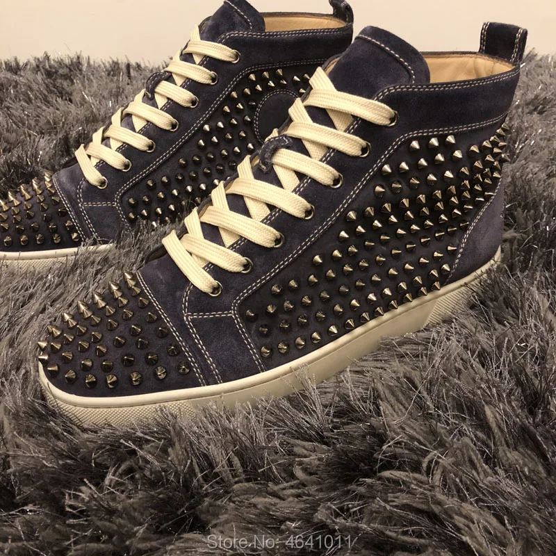 2019 Lace Up cl andgz leather Red bottoms High Top Sneaker For Men shoes Purple Rivet whole casual couple models Flat Loafers
2019 Lace Up cl andgz leather Red bottoms High Top Sneaker For Men shoes Purple Rivet whole casual couple models Flat Loafers