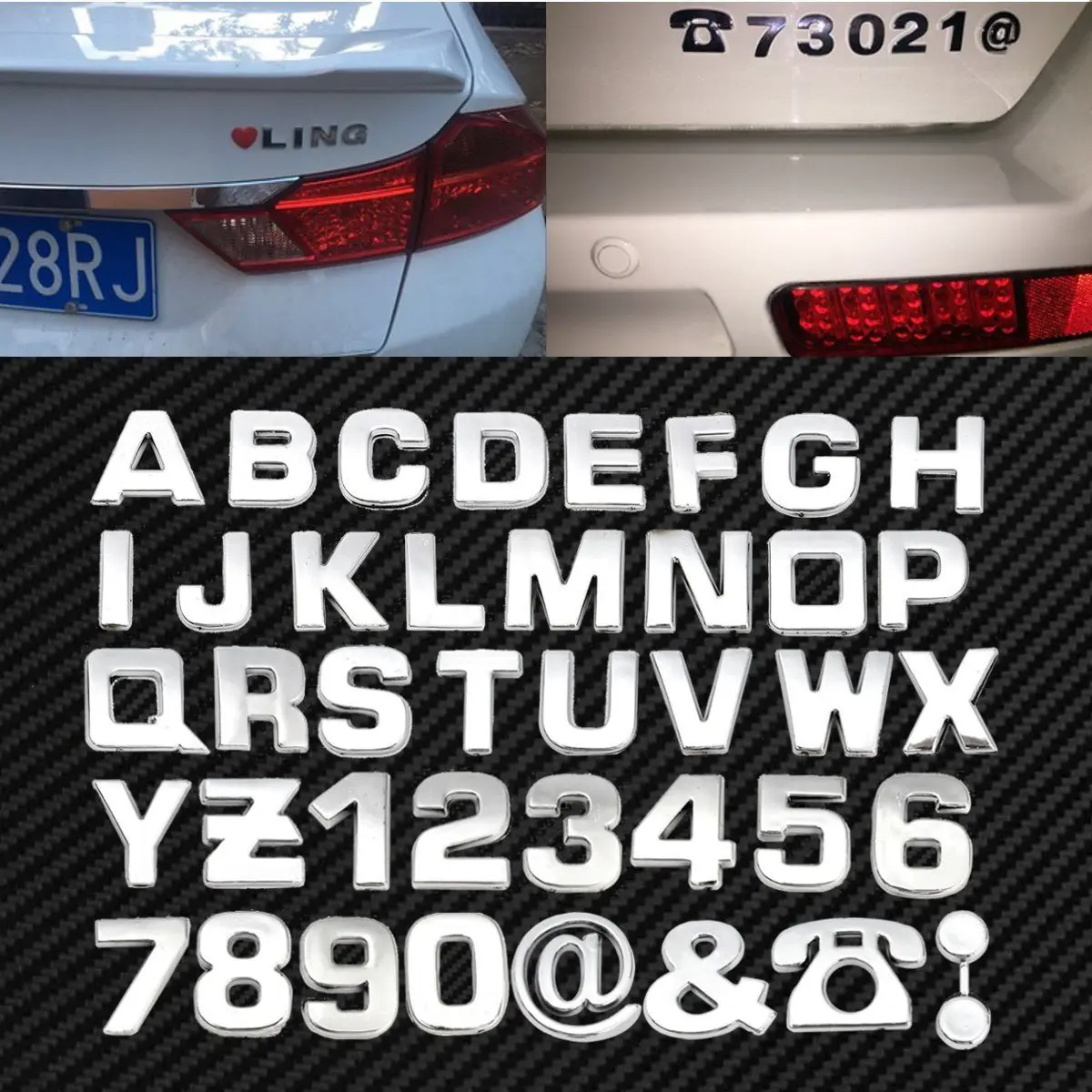 40Pcs/Set 3D DIY Chrome ABS Metallic Metal Alphabet Letter Number Stickers Car Emblem Letter Badge Symbol Decal Car Styling
40Pcs/Set 3D DIY Chrome ABS Metallic Metal Alphabet Letter Number Stickers Car Emblem Letter Badge Symbol Decal Car Styling