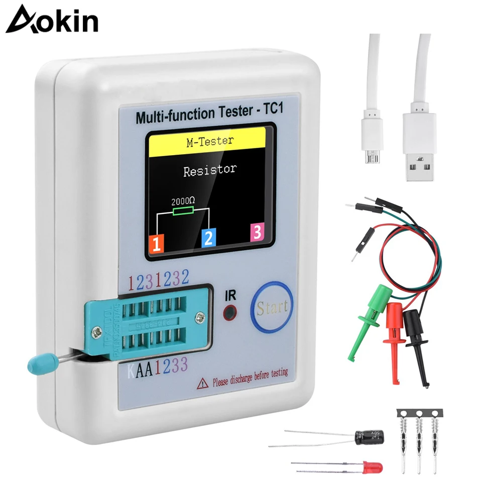 Transistor Tester 1.8 inch Display Multi-function LCR-TC1 Tester Detector for Diode Triode Capacitor Resistor NPN PNP
Transistor Tester 1.8 inch Display Multi-function LCR-TC1 Tester Detector for Diode Triode Capacitor Resistor NPN PNP