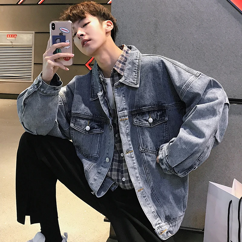 2019 Spring Men's Cowboy Clothes Loose Coats Streetwear Brand Outerwear Bomber Denim Jackets Black/blue Color Windbreaker M-XL
2019 Spring Men's Cowboy Clothes Loose Coats Streetwear Brand Outerwear Bomber Denim Jackets Black/blue Color Windbreaker M-XL