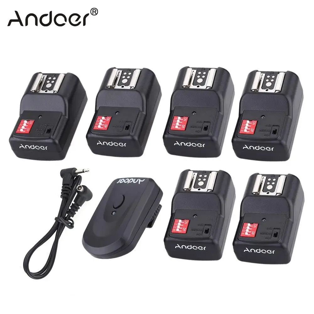Andoer 16 Channel Wireless Remote Flash Trigger Set 1 Transmitter+6 Receivers+SYNC Cord for Canon Nikon Pentax Olympus Sigma etc
Andoer 16 Channel Wireless Remote Flash Trigger Set 1 Transmitter+6 Receivers+SYNC Cord for Canon Nikon Pentax Olympus Sigma etc