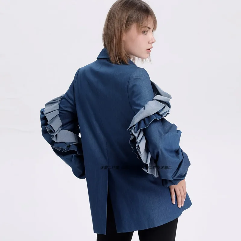 DEAT 2019 new spring and summer fashion women clothig Lotus Leaf denim ruffles double breasted short jacket female WD74705L
DEAT 2019 new spring and summer fashion women clothig Lotus Leaf denim ruffles double breasted short jacket female WD74705L