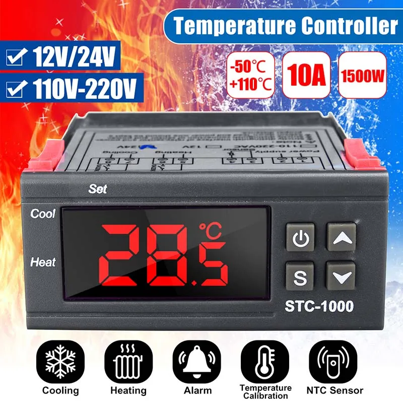 ZEAST Digital Temperature Controller Thermostat Thermoregulator for incubator Relay LED Heating Cooling STC-1000 12V 24V 220V
ZEAST Digital Temperature Controller Thermostat Thermoregulator for incubator Relay LED Heating Cooling STC-1000 12V 24V 220V